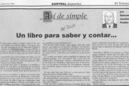 Un libro para saber y contar  [artículo] Edmundo Jonshon Fiedler.