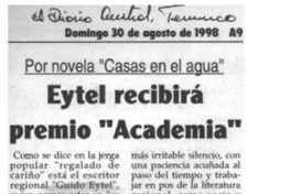 Eytel recibirá premio "Academia"  [artículo].