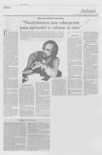 "Necesitamos una educación para aprender a valorar al otro"