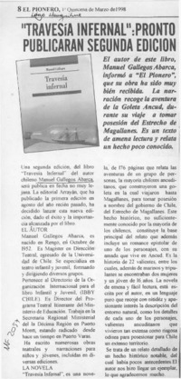 "Travesía infernal", pronto publicarán segunda edición  [artículo].