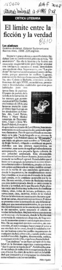 El límite entre la ficción y la verdad  [artículo] Milton Aguilar.