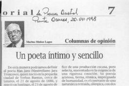 Un poeta íntimo y sencillo  [artículo] Marino Muñoz Lagos.