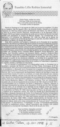 Eusebio Lillo Robles Inmortal  [artículo] Víctor B. Miranda Marín.