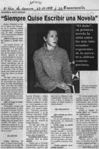 "Siempre quise escribir una novela"  [artículo] Mario Rodríguez O.