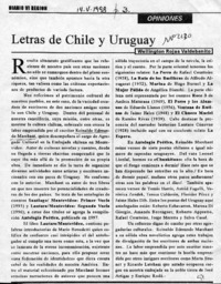 Letras de Chile y Uruguay  [artículo] Wellington Rojas Valdebenito.