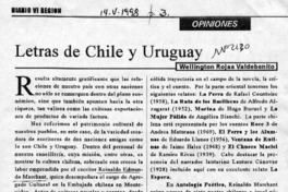 Letras de Chile y Uruguay  [artículo] Wellington Rojas Valdebenito.