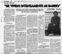 "He vivido intensamente mi barrio"  [artículo].