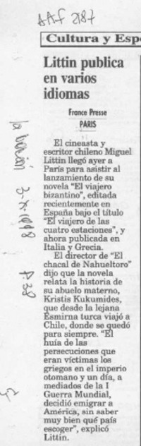 Littin publica en varios idionmas  [artículo].