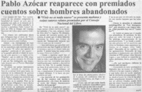 Pablo Azócar reaparece con premiados cuentos sobre hombres abandonados