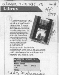 Seiempre escrito en el agua  [artículo] Carlos Maldonado.