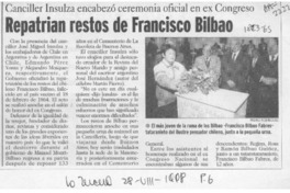 Repatrian restos de Francisco Bilbao  [artículo].
