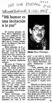 "Mi humor es una incitación a la paz"  [artículo].