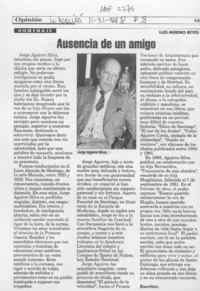 Ausencia de un amigo  [artículo] Luis Merino Reyes.