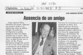 Ausencia de un amigo  [artículo] Luis Merino Reyes.