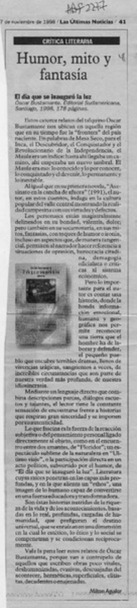 Humor, mito y fantasía  [artículo] Milton Aguilar.