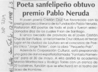 Poeta sanfelipeño obtuvo premio Pablo Neruda