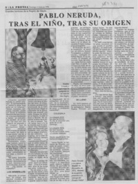 Pablo Neruda, tras el niño, tras su origen  [artículo].