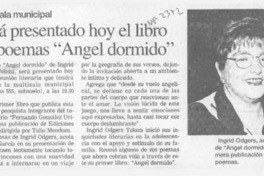 Será presentado hoy el libro de poemas "Angel dormido"  [artículo].