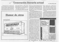Generación literaria actual  [artículo] Marino Muñoz Lagos.