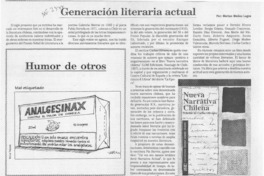 Generación literaria actual  [artículo] Marino Muñoz Lagos.