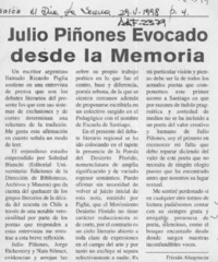 Julio Piñones evocado desde la memoria  [artículo] Tristán Altagracia.