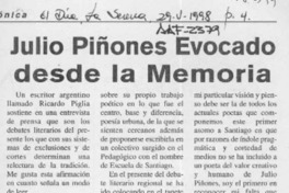 Julio Piñones evocado desde la memoria  [artículo] Tristán Altagracia.