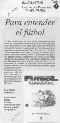 Para entender el fútbol  [artículo].