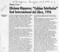 Silviana Riqueros, "Cabina telefónica"  [artículo] Juan Antonio Massone.