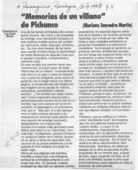 "Memorias de un villano" de Pichanco