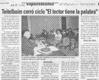 Teitelboim cerró ciclo "El lector tiene la palabra"  [artículo] Daniela Di Prima C.