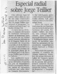 Especial radial sobre Jorge Teillier  [artículo].