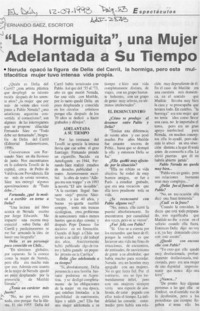 "La hormiguita", una mujer adelantada a su tiempo