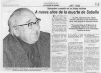 A nueve años de la muerte de Sabella