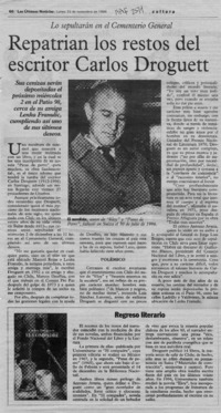 Repatrian los restos del escritor Carlos Droguett  [artículo].