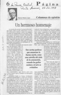 Un hermoso homenaje  [artículo] Marino Muñoz Lagos.