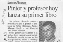 Pintor y profesor hoy lanza su primer libro  [artículo].