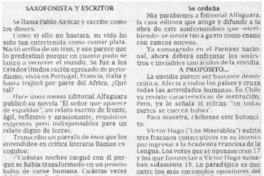 Saxofonista y escritor