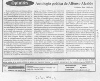 Antología poética de Alfonso Alcalde  [artículo] Wellignton Rojas Valdebenito.