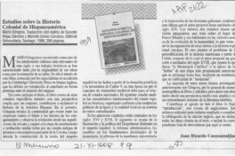 Estudios sobre la historia colonial de hispanoamérica  [artículo] Juan Ricardo Couyoumdjian.