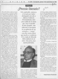 Premio literario?  [artículo] Sergio Ramón Fuentealba.
