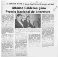 Alfonso Calderón ganó Premio Nacional de Literatura  [artículo].