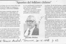 "Apuntes del folklore chileno"  [artículo] Claudio Núñez.