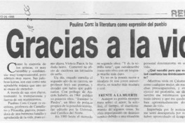 Gracias a la vida --  [artículo] Claudia Núñez.