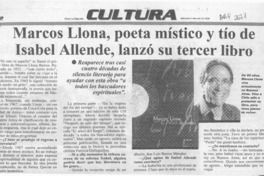 Marcos Llona, poeta místico y tío de Isabel Allende, lanzó su tercer libro  [artículo].