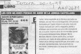 Los cien mejores poemas de amor de la lengua castellana  [artículo].