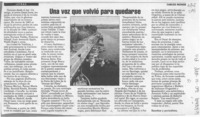 Una voz que volvió para quedarse  [artículo] Carlos Monge.