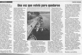 Una voz que volvió para quedarse  [artículo] Carlos Monge.