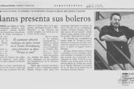 Manns presenta sus boleros  [artículo].