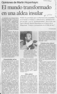 El mundo transformado en una aldea insular  [artículo] Inés Benavides.