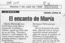 El encanto de María  [artículo] Ismael Llona M.
